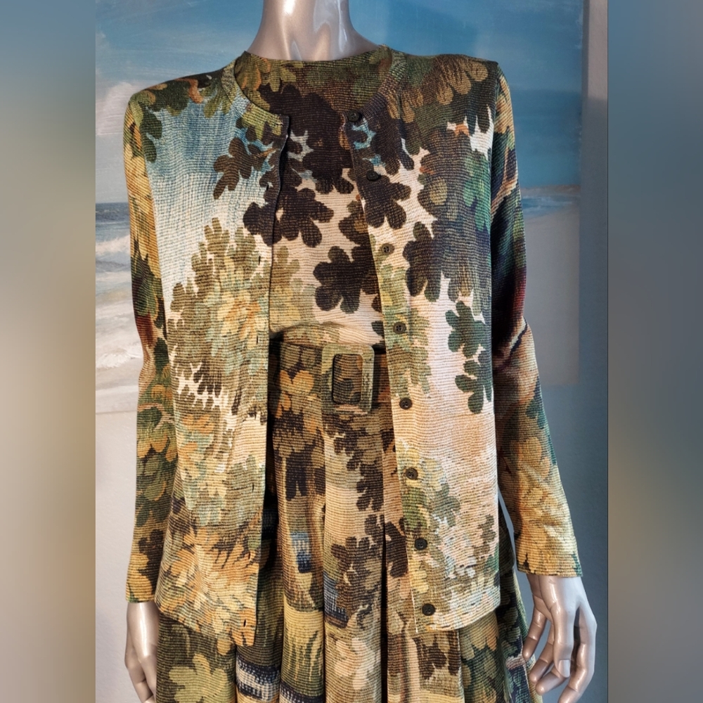 $1,990 NEW OSCAR DE LA RENTA GREEN LANDSCAPE CARDIGAN US S